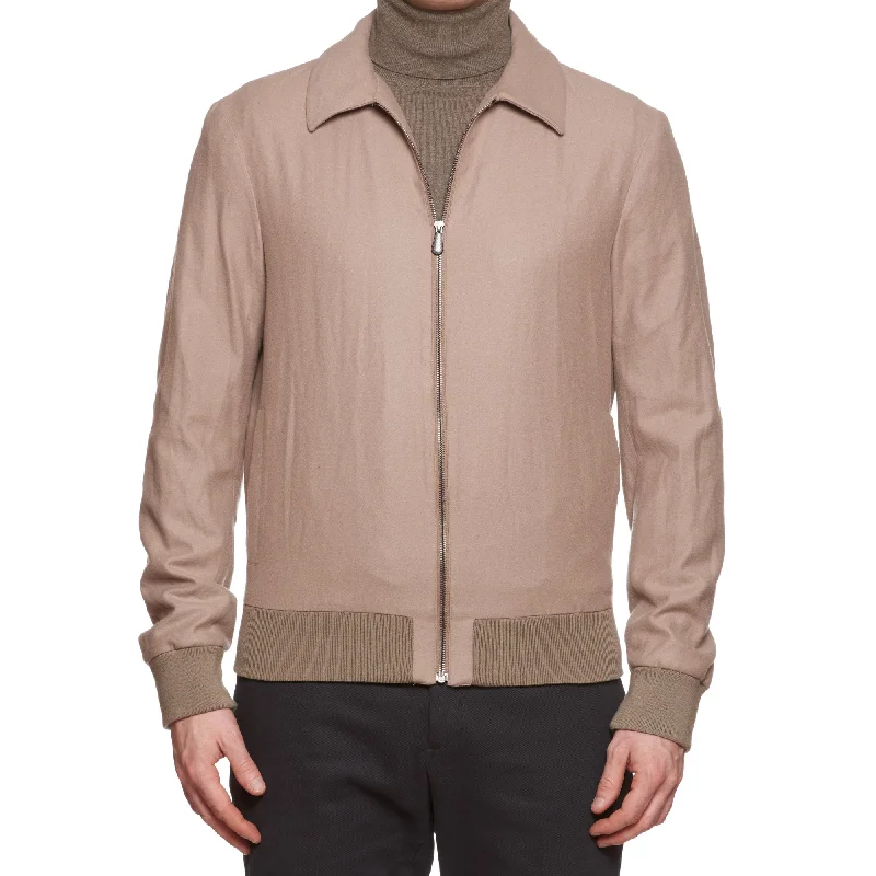 Effortless Outfits BOTTEGA VENETA Tan Cashmere Flight Bomber Jacket EU 50 US M