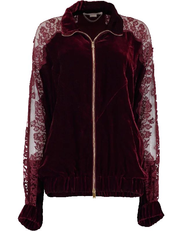Slightly Flared Design Lily Velvet Track Jacket