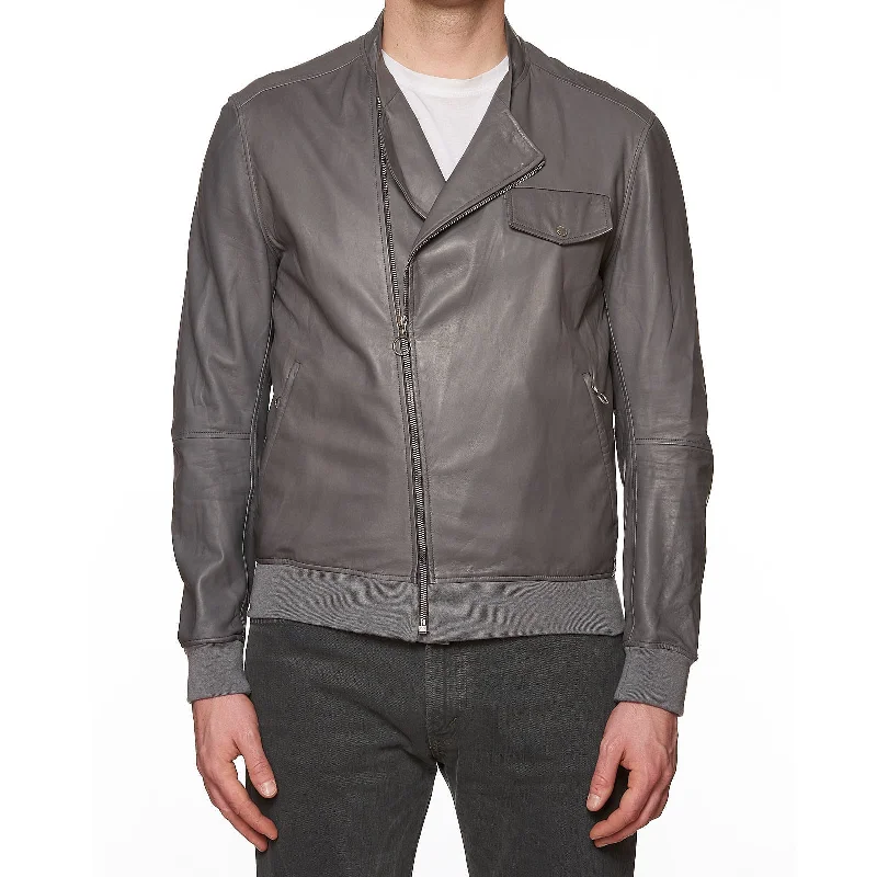 Soft Style SERAPHIN Gray Lamb Leather Unlined Bomber Jacket FR 50 US M