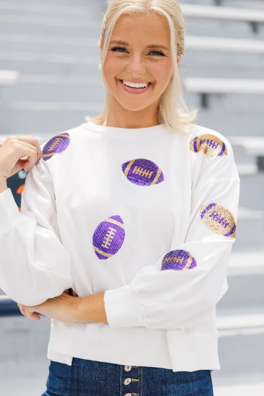 Exclusive Customization Live Your Life Purple Football Sequin Top