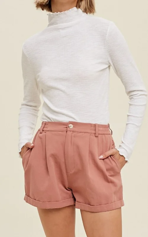 Carefree Ribbed Mock Neck Knit Top